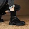 Boots Thick Heel Women Sole Short Tube Middle Belt Buckle Fashion 2023 Autumn Winter Shoes Direct Selling