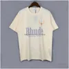 T-shirts pour hommes T-shirt Rhude Designer d'été T-shirt Hommes Chemises Tops Lettre de luxe Imprimer Hommes Femmes Vêtements À manches courtes S-Xxl Drop Dh2Jg