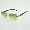 Montures de lunettes de soleil Buffs 0286O avec nouvelle quincaillerie et pattes en corne de buffle noire 56-17-140 mm