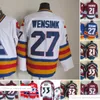 Movie Vintage Hockey 21 Peter Forsberg Jerseys CCM Embroidery 27 John Wensink 33 Patrick Roy 52 Adam Foote Jersey Blue Red White Men