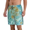 Men's Shorts Mens Swimming Swimwear Blue And Golden Abstract Liquid Marble Background Men Trunks Swimsuit Beach Wear Boardshorts