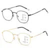 Zonnebril Metalen frame Anti-blauw licht Multifocale leesbril Heren Dames Progressive Near Far Eyewear Ultralight Farsight-bril