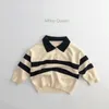 Pullover 3494C SWEATER Dzieci jesień Twobutton Striped Lapel Boy's Sweters All Matche Girl's Tops 230801