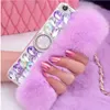 Cell Phone Cases Luxury Bling Rhinestone Diamond Real Rabbit Fur Case For Samsung S22 S21 S20 S8 S9 S10 PLUS Note 20 10 8 9 With Ring Holder Case L230731