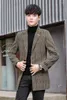Men's Trench Coats Khaki Plaid Mens Vintage Jackets Fall 2023 Winter Retro Checked Long Slim Fit Fashionable Clothing England