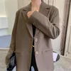 Vrouwen Pakken 2023 Lente Herfst Vrouwen Bruin Blazer Jas Casual Vetement Femme Losse Revers Single-Breasted Lange Mouwen colbert Vrouwelijke