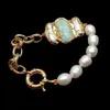 Charm Bracelets Y YING natural Cultured White Rice Pearl ite Biwa Chain Bracelet 8" vintage style for women 230802
