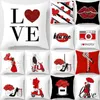 Coussin/décoratif coeur amour lèvres rouges imprimer coussins décoratifs étui Polyester housse de coussin jeter canapé décoration couverture R230727