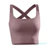 Tenue de yoga soutien-gorge pour femmes couleur unie haute élasticité coussin de poitrine détachable beau dos sport lumière de course