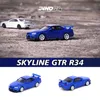 Diecast Model INNO In Voorraad 1 64 Skyline GTR R34 V SPEC II N1 Wit Blauw Legering Diorama Auto collectie Miniatuur Carros Speelgoed 230802