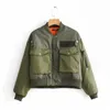 Jaquetas femininas elegantes senhora outono inverno merodi verde jaqueta curta fashion manga longa com zíper jaqueta bomber outwear casaco feminino 230801