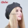 Chapéus Stingy Brim Geebro boinas femininas chapéu moda cor sólida lã malha boinas com strass senhoras artista francês gorro boina chapéu GS108 J230802