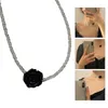 Choker Rice Bead Rose Flower Necklace Women Fashionable Temperament Adjustable