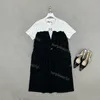 Vestido feminino casual clássico preto branco vestido contrastante moda cordão elástico cintura verão roupas de manga curta