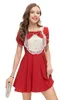 Women's Runway Dresses O Neck Short Sleeves Beaded Bow Detailing Patchwork Fashion Mini Vestidos