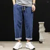 Erkek kot pantolon gevşek düz denim erkekler açık renkli gündelik