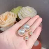 Stud Earrings S925 Silver Needle Double Sided Pearl For Women's Zircon Temperament Jewelry Luxury High Quality Personality
