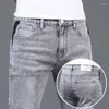 Jeans pour hommes à la mode luxe gris solide Denim pantalon Slim Fit Tretch Drsigner maigre pour l'été tenue décontracté