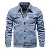 Vestes pour hommes coton revers veste en jean hommes décontracté couleur unie Streetwear haute qualité jean automne coupe ajustée