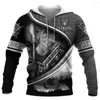 Męskie kaptura Viking Armor 3D Męska kaptura rpg pullover zimowe jogging sweter bluza moda płaszcz uliczny