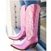 Laarzen Vrouwen Laarzen Lage Hak Vrouwen Schoenen Cool Brits Geborduurd Ontwerp Zachte Korte Laarzen Party Knie Hoge Laarzen Roze cowboylaars 230802