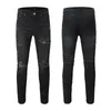 Jeans da uomo AM Skinny strappati neri Slim Fit Hole Pencil Pants Casual Biker Streetwear Pantaloni in denim di alta qualità