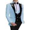 Men's Suits Burgundy Men Slim Fit One Button 3 Pieces Wedding Grooms Tuxedos (Jacket Vest Pants) Dinner Prom Dress Wear