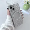 Capas de telefone celular Glitter Make Up Mirror Case para iPhone 14 Pro 13 Pro Max iPhone 12 Pro 11 Chapeamento Sliver Diamond Capa para iPhone 14 Promax Case L230731