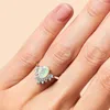 Rings Popular S925 Sterling Silver Oval Moonlight Stone Micro Diamond Rose Gold Ring Women's Fashion Versatile