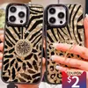 Mobiltelefonfodral Luxury Bling Glitter Case Leopard Feather Square Fall för iPhone 14 13 12 11 Pro Max X Xs XR 7 8 Plus SE2020 Fundas Coque Capa L230731
