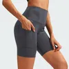 アクティブショーツフィットネスポケット付きカジュアル女性薄いハイウエストファッション秋バイカーcslim膝の長さのサイクリングストリートウェア