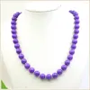 Chaînes 10mm Rond Pur Violet Couleur Verre Perle Shell Collier Perles Cravates Noué Entre Chaque Perle De Mode Fabrication De Bijoux Conception