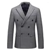 Costumes pour hommes (Veste Gilet Pantalon) Marque Premium Formelle Costume À Carreaux D'affaires Trois Pièces Ensemble Gris Marié Robe De Mariée Taille Masculine