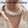 Choker vintage Collier Perle Collar de Perlas Gargantillas Mujer Pegadas Al Cuello Chocker Layed Pearl Necklace för kvinnor
