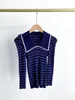 Women's Sweaters DUTRIEUX 2023 Spring Rib Knit Jersey Mujer Sweater Japan Style Stripe Bubble Sleeve Jumper Lapel Casual All-match Pullover