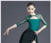 Vestuário de palco 2023 infantil vestido de dança latina trajes de desempenho de competição profissional saia preta verde tops terno 2 peças