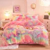 Bedding sets Super Shaggy Coral Fleece Warm Cozy Princess Set Mink Velvet Quilt Duvet Cover Bed Comforter Blanket Pillowcases 230801