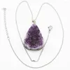 Pendant Necklaces Products High Quality Natural Stone Raw Ore Water Drop Amethyst Pendants Crystal Necklace Charms Jewelry Making