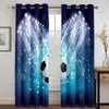 Curtain Football Soccer Black 2 Pieces Thin Children's For Boys Window Drape Living Room Bedroom Home Decor