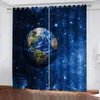 Curtain Earth Space Night Milky Way Starry Sky 2 Pieces Thin Children's For Living Room Bedroom Window Drape Decor