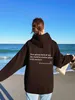 Women's plush sweater Letter slogan printed kangaroo pocket drawcord printed Hoodie Oversize