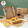 Gift Wrap Egg Tarts Kraft Paper Packaging Box Cute Cartoon Disposable 4 Pieces Portuguese Baking