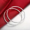 Hoopörhängen hög kvalitet 925 Sterling Silver Earring Fashion Big Circle Round For Women Wedding Birthday Present smycken