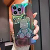 Mobiele telefoonhoesjes Cartoon beer Glitter Diamond Case voor iPhone 11 12 13 14 Pro Max Plus Aurora Gradiënt Bling Regenboog Zachte TPU Schokbestendige Cover LF230731.