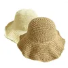 Wide Brim Hats Women's Outing Straw Hat Sun Visor Holiday Cool Folding Seaside Beach Tide Summer Large