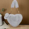 Barbiecoress New Peach Heart Bag Plush Heart shaped Bag Single Shoulder Oblique Straddle Female Student Handheld Chain Bag Love Handheld Change Bag 230802