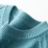 Herrtröjor Autumn/Winter Cold Top Solid Round Neck Pullover Cashmere Twisted Knit Blue Light Luxury Lazy tröja