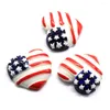 装飾的な花20/50pcs 2023 Kawaii USA Heart Resin Flatback Cabochons 26mm Stripes American Flag Hearts Diy Hair Bow Centers