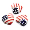 Fleurs décoratives 20/50pcs 2023 Kawaii USA Coeur Résine Flatback Cabochons 26MM Rayures Drapeau Américain Coeurs DIY Cheveux Arc Centres