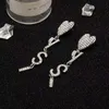 Kolczyki designerskie luksus romantyczny pełen diamentów miłosne kolczyki listy listy wyolbrzymione temperament atrakcyjne długie kolczyki
